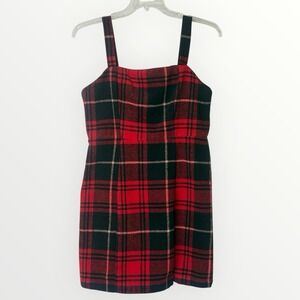 Copper Key Red‎ Plaid Jumper Zip Above Knee Dress Women's Large